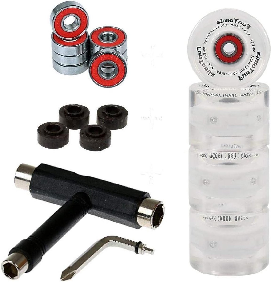 Skateboard Wielen - Mini Board Set - Freeriden Dansen Sliden - Zelfopladende LED - 59x45mm 82A - Wit Skateonderdeel kopen online