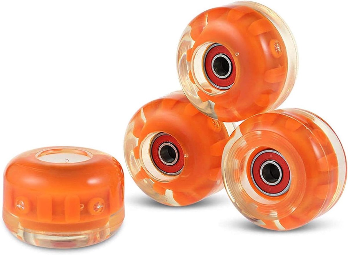 Skateboard Wielen Set - Longboard Cruiser Wielen - Nachtelijk Rijden - Zelf Oplichtend - 60x45mm 80A - Transparant Rood Skateonderdeel kopen online