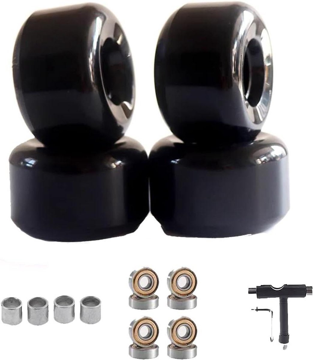 Skateboard Wielen Set - Onderdelen - Street Tricks - Inclusief Lagers - 60mm 4-Pack - Zwart Skateonderdeel kopen online