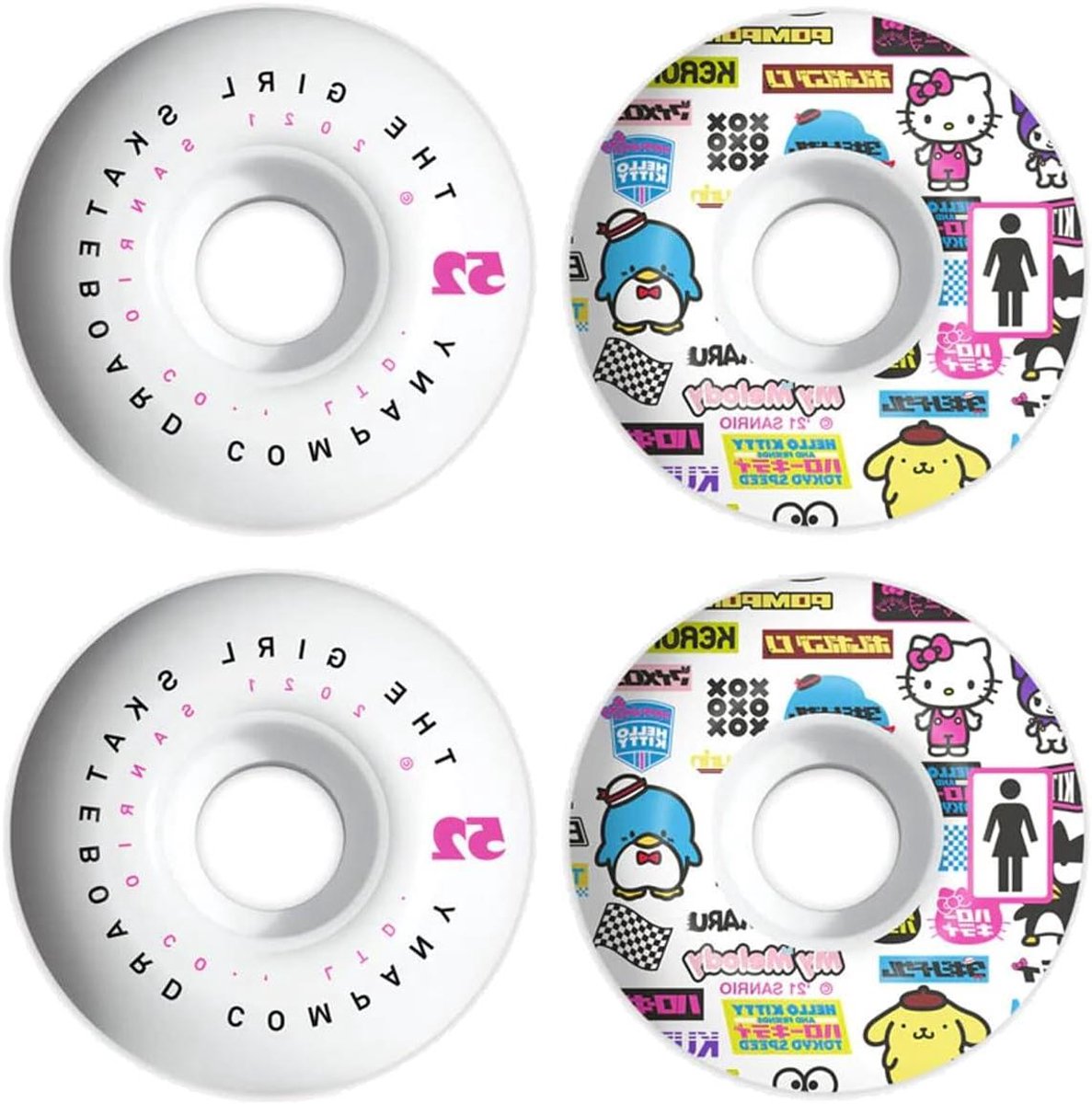 skateboard wielen speed wheels straat skaten standaard maat 52mm wit