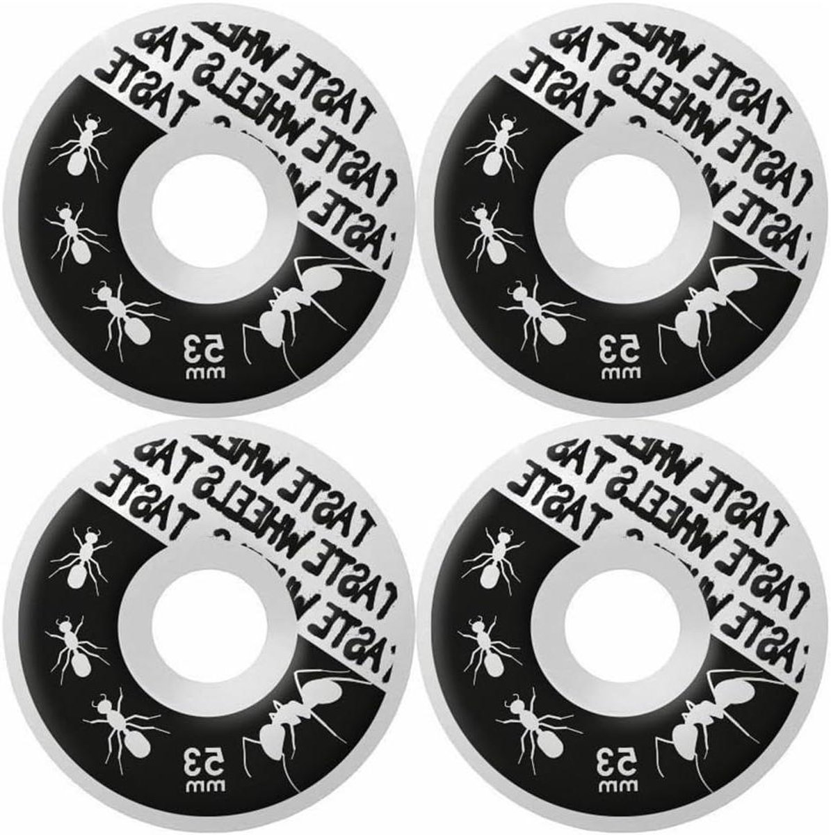 Skateboard Wielen - Urethaan Rollen - Street Skaten - High Rebound Urethaan - 53 mm 101a - Wit Zwart Skateonderdeel kopen online