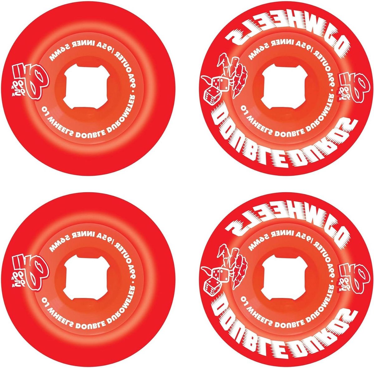 skateboard wielen wielenset skateboard ruw terrein dubbele durometer 56mm rood