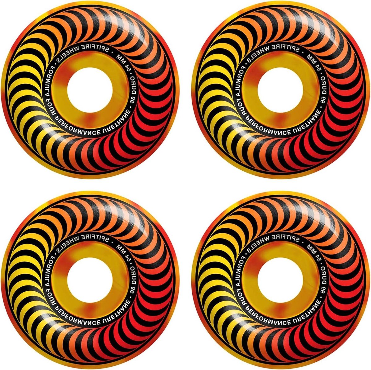 skateboard wielen wielset skateboard skaten flatspot weerstand 54mm 99a geel rood