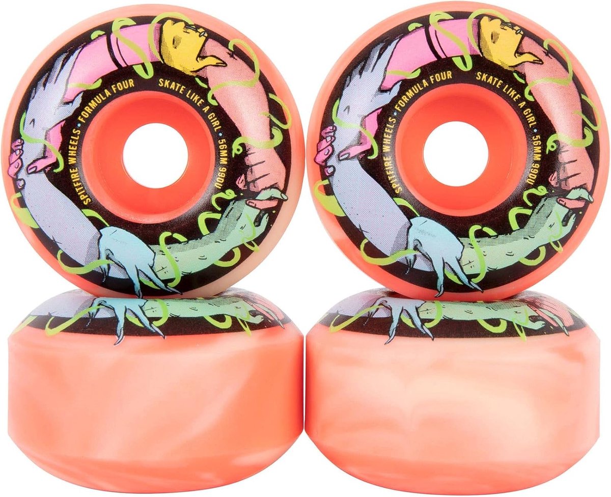skateboard wielen wielset snel skaten anti stick slide 56 mm 99a wit roze