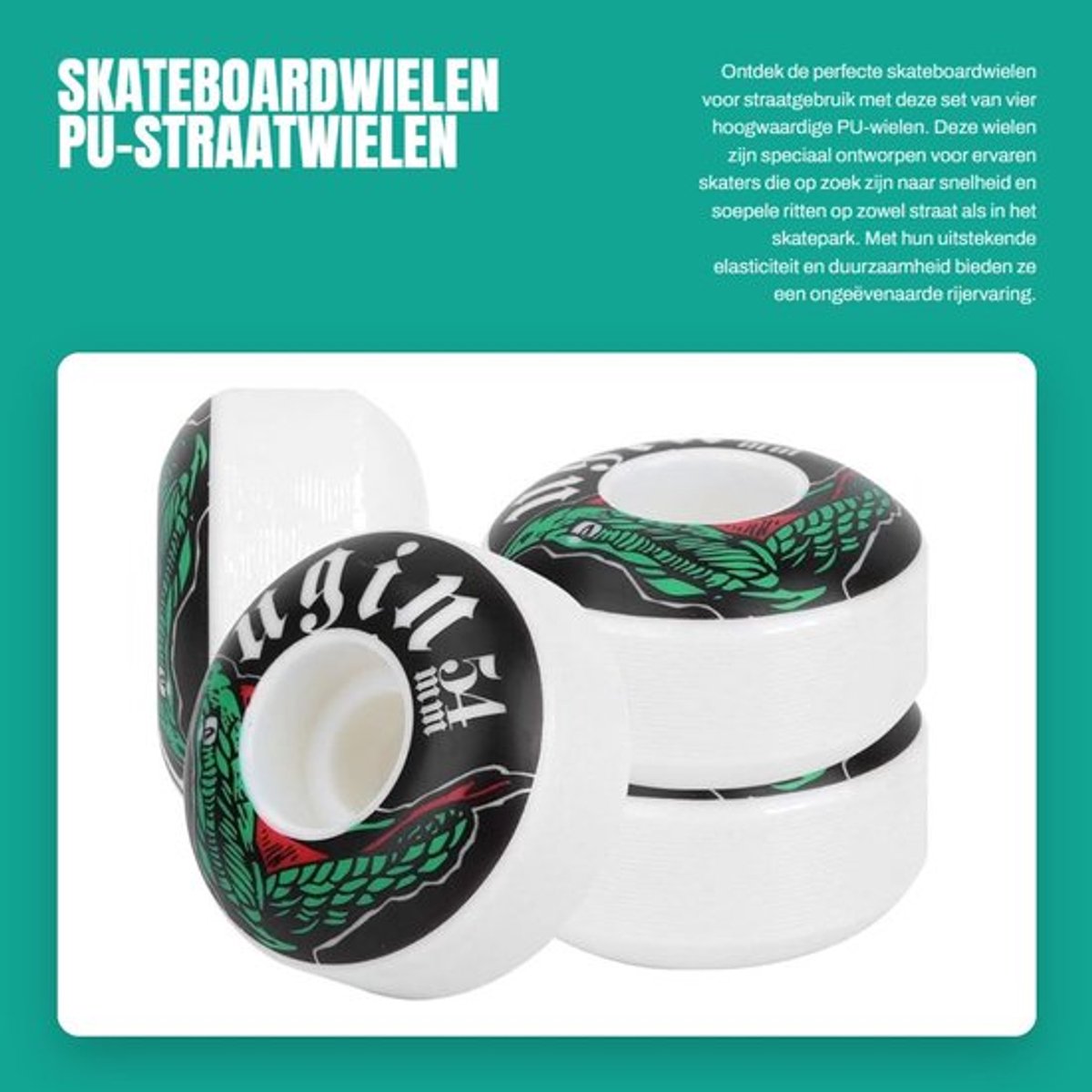 Skateboardwiel Stevig en Duurzaam - PU-Materiaal - Antislip Wielen - Geschikt voor Ruwe Ondergronden - Uitstekende Elasticiteit - Compact Design - Skateboardwielen Skateonderdeel kopen online