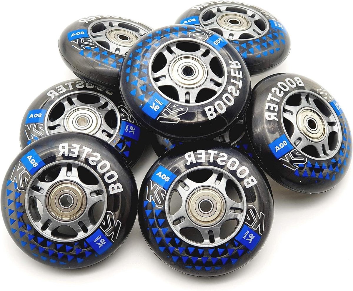 skeelerwielen set onderdelen pakket fitness skaten voorgemonteerde set 76 mm 80a zwart