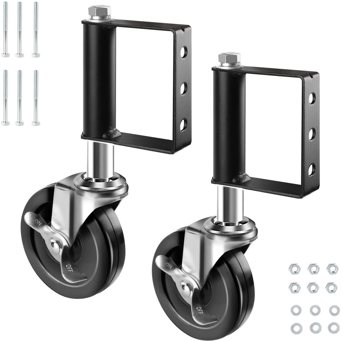 solidchoice poortwielen 100mm zware rubber wielen schokabsorberende rollen universele beugel 125 kg draagvermogen 2 stuks deurenwielen