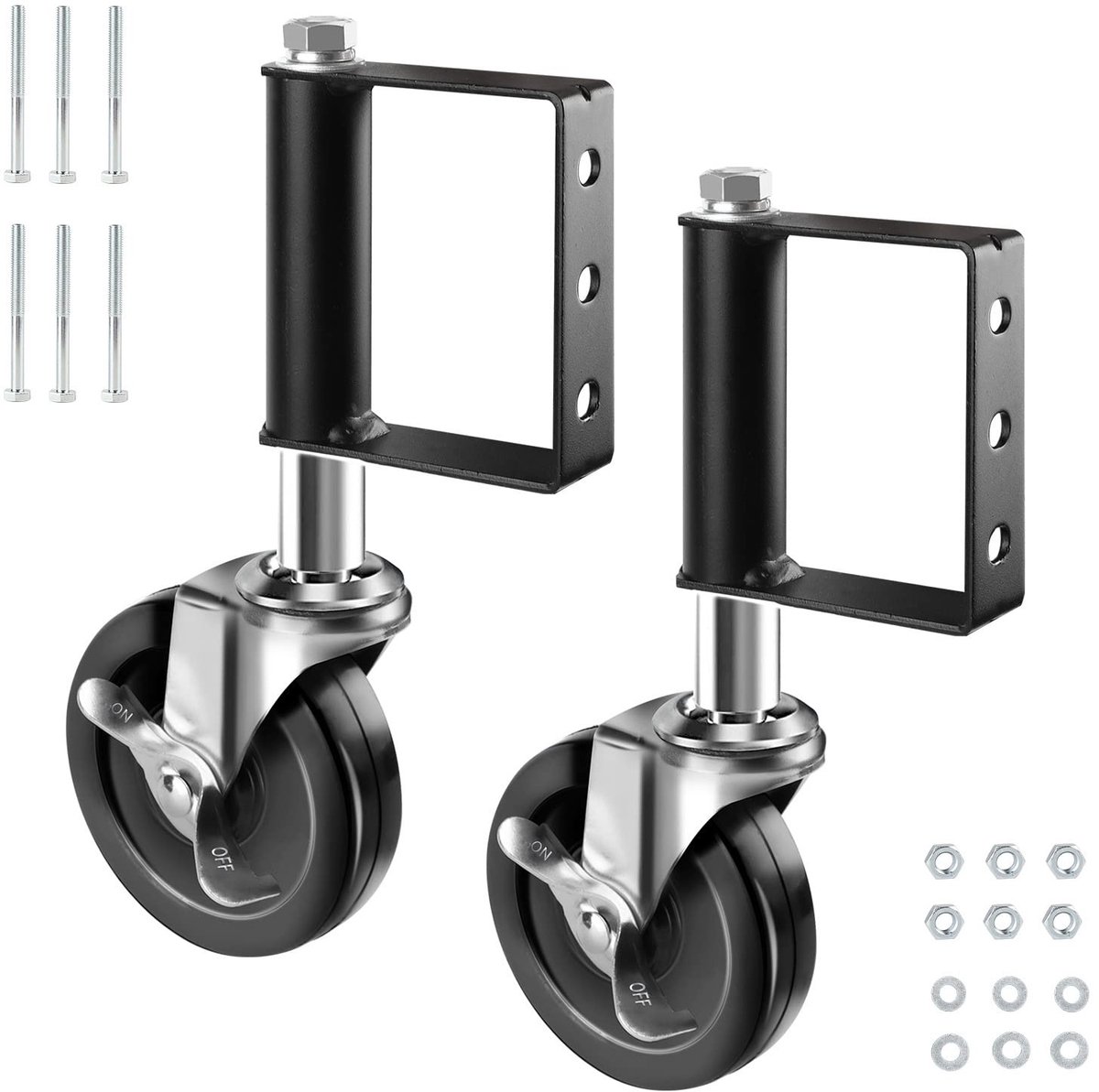 Spring Loaded Gate Wheels - Rubber Caster - Shock Absorptie - Zwart - Heavy Duty - Perfect voor Poorten - 100mm Skateonderdeel kopen online