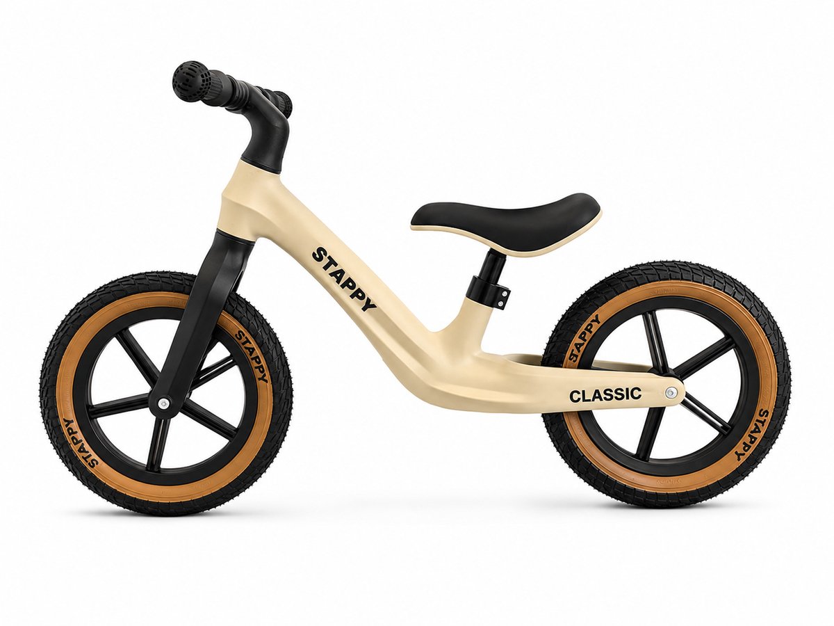 Stappy Classic loopfiets beige - 12 inch luchtbanden - vanaf 2 jaar - slechts 3kg - Verstelbare zadel Loopfiets kopen online