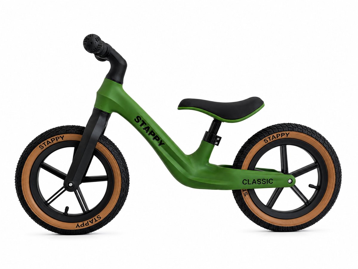 Stappy Classic Loopfiets Groen - 12 inch luchtbanden - vanaf 2 jaar - 3 kg - verstelbare zadel Loopfiets kopen online