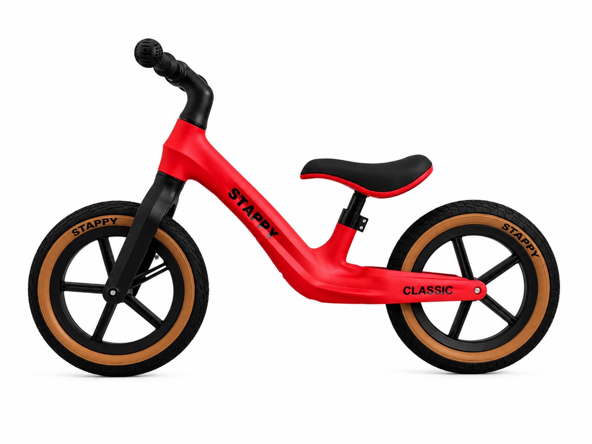 Stappy Classic Loopfiets Rood - 12 inch luchtbanden - vanaf 2 jaar - 3kg - verstelbare zadel Loopfiets kopen online