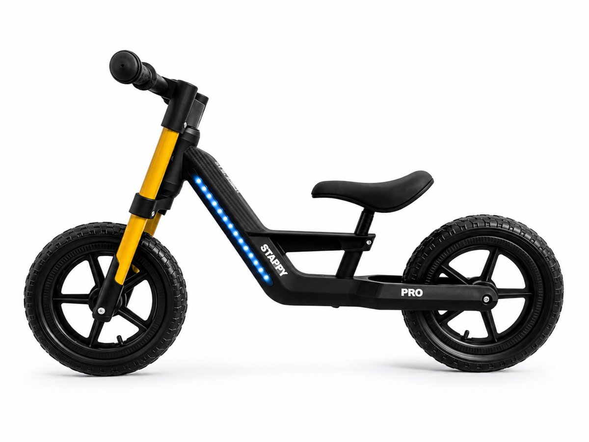 Stappy Pro Loopfiets - Led verlichting & Muziek - 3kg - vanaf 2 jaar - Zwart/Goud Loopfiets kopen online