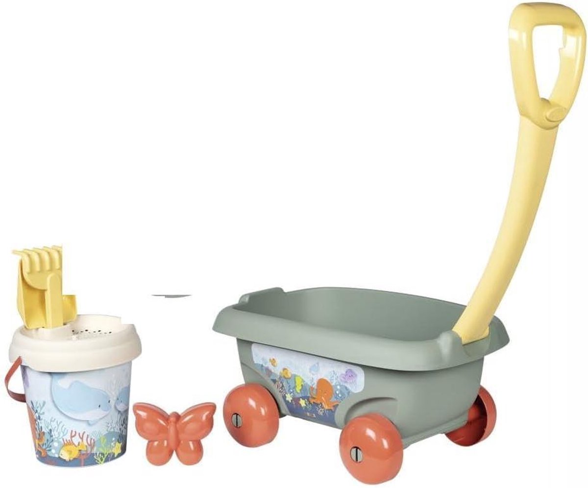 Strandtrolley met Speelgoed - Strandkar Zandbak - Uren Speelplezier - Gemaakt van Gerecycled Materiaal - 44 x 24 cm - Veelkleurig Speelgoedkruiwagen kopen online