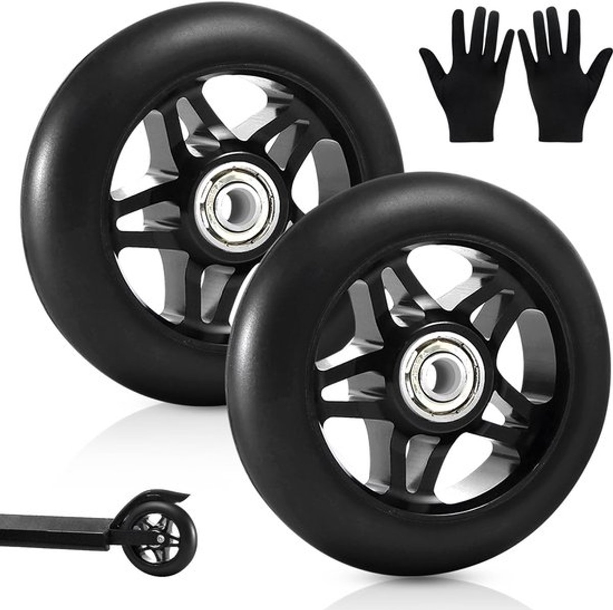 Stuntstepwielen 100 mm - Reservewielen 2 stuks - ABEC 9 lagers - Aluminium spakenkern - Geschikt voor scooters - Ideaal voor houten vloeren - Scooterwielen Skateonderdeel kopen online