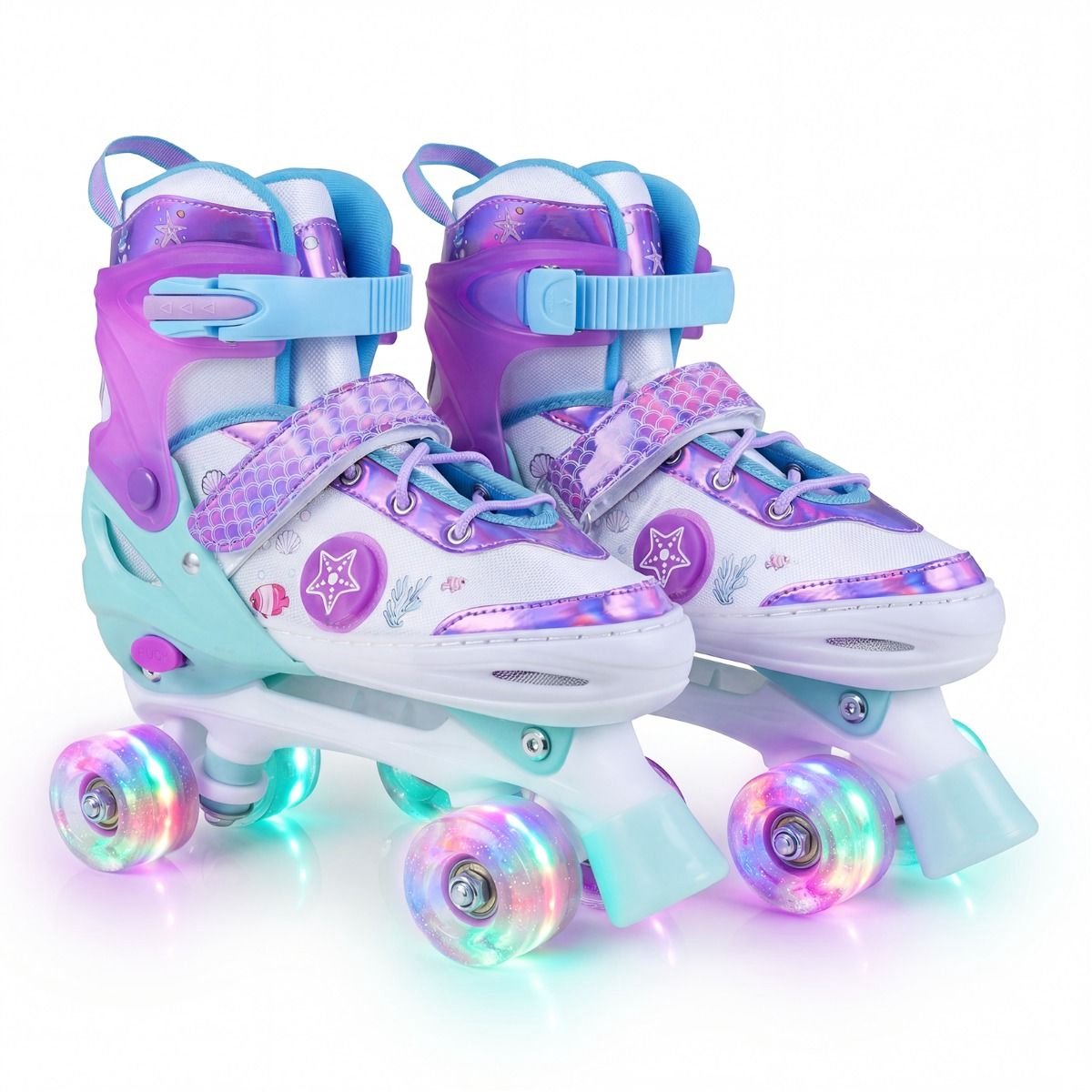 SureDeal® - Sportspeelgoed - Rolschaatsen - Kinderen - Jaar Quad Schaatsen - Lichtgevende Wielen Veiligheidsbescherming - Paars & Blauw Rolschaatsen kopen online