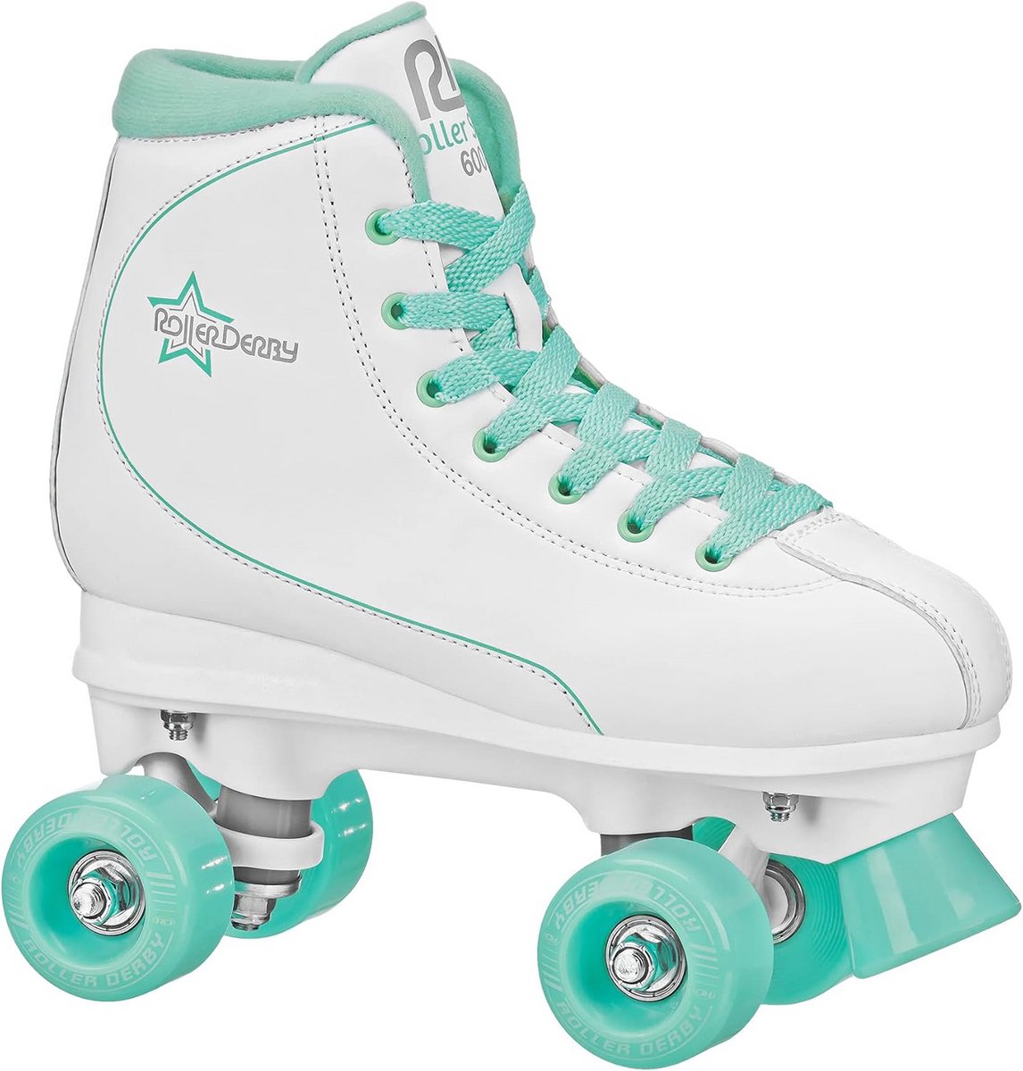Traditionele Dames Quad Rolschaatsen Wit/Mint - Comfortabele High Top Rolschaatsen kopen online