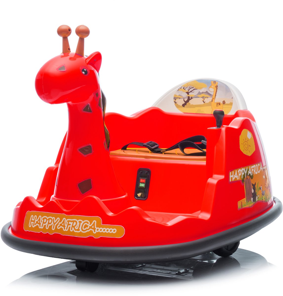 Triumpunpre - Elektrische Kinder Botsauto 6V - Giraffe Design - 360 Rotatie - Bluetooth & LED (Rood, 2-5j, Max 30kg) Speelgoedaccuvoertuig kopen online