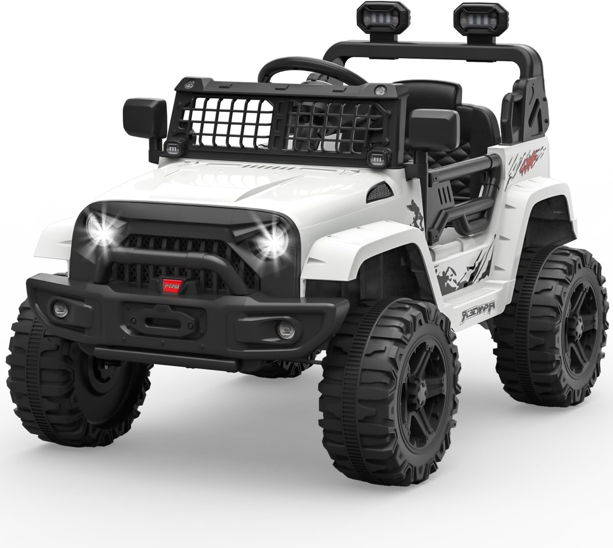 triumpunpre elektrische kinderauto 12v vering led bluetooth 2 snelheden wit 3 8j