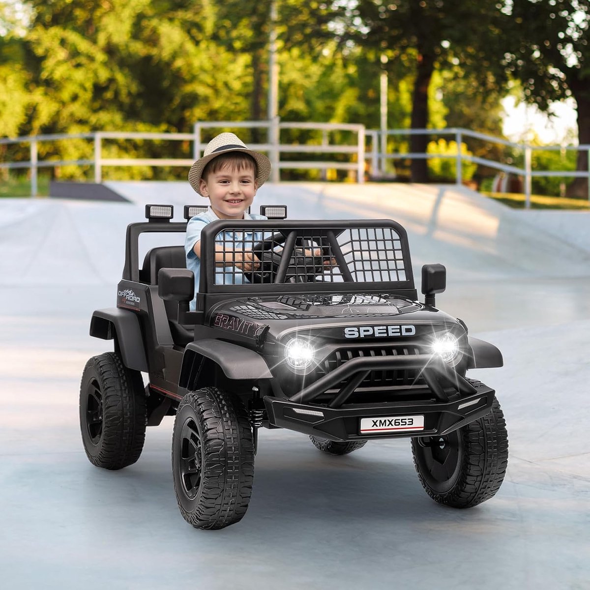 triumpunpre elektrische kinderjeep 12v 4 5ah met afstandsbediening bluetooth led verlichting voor kinderen 3 6 jaar zwart