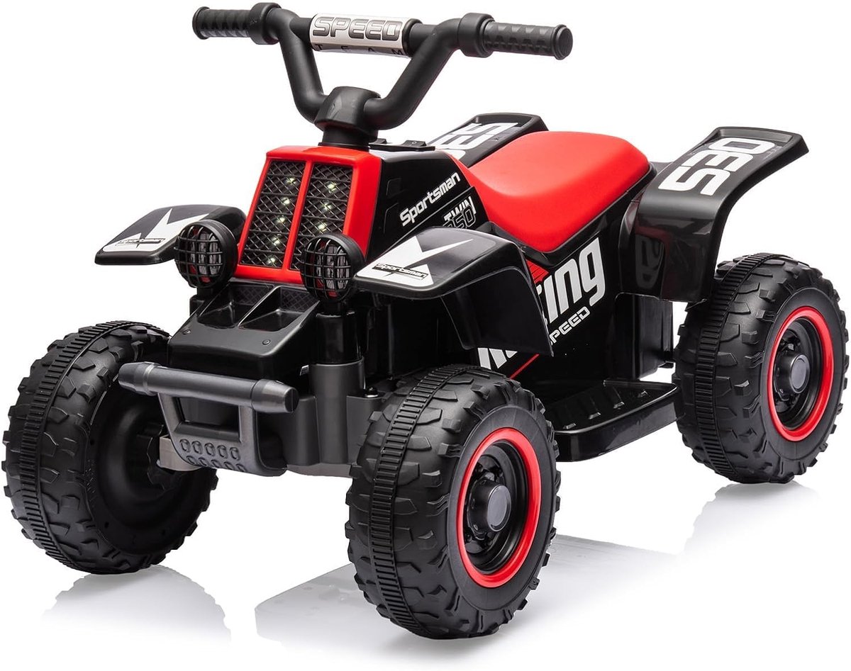 Triumpunpre - Elektrische Kinderquad 6V - LED & Muziek - 1.8 km/u - Startknop (Zwart, vanaf 3j) Speelgoedaccuvoertuig kopen online