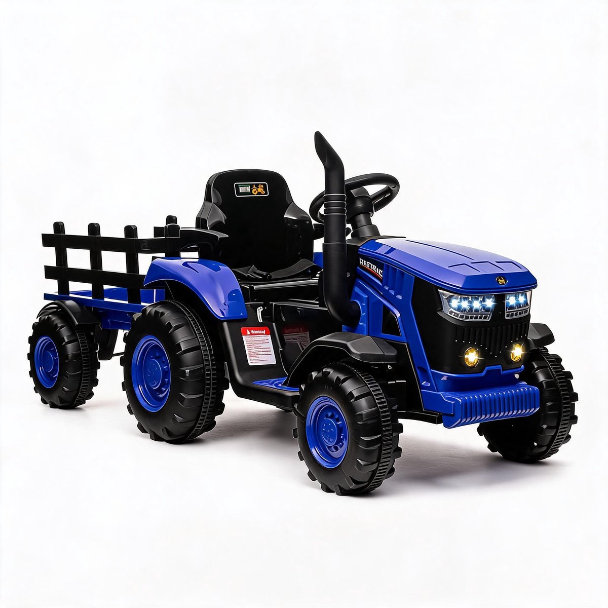 Triumpunpre - Elektrische Kindertractor 12V - Aanhanger - 6 Banden & 2 Motoren - Bluetooth & LED (Blauw) Speelgoedaccuvoertuig kopen online