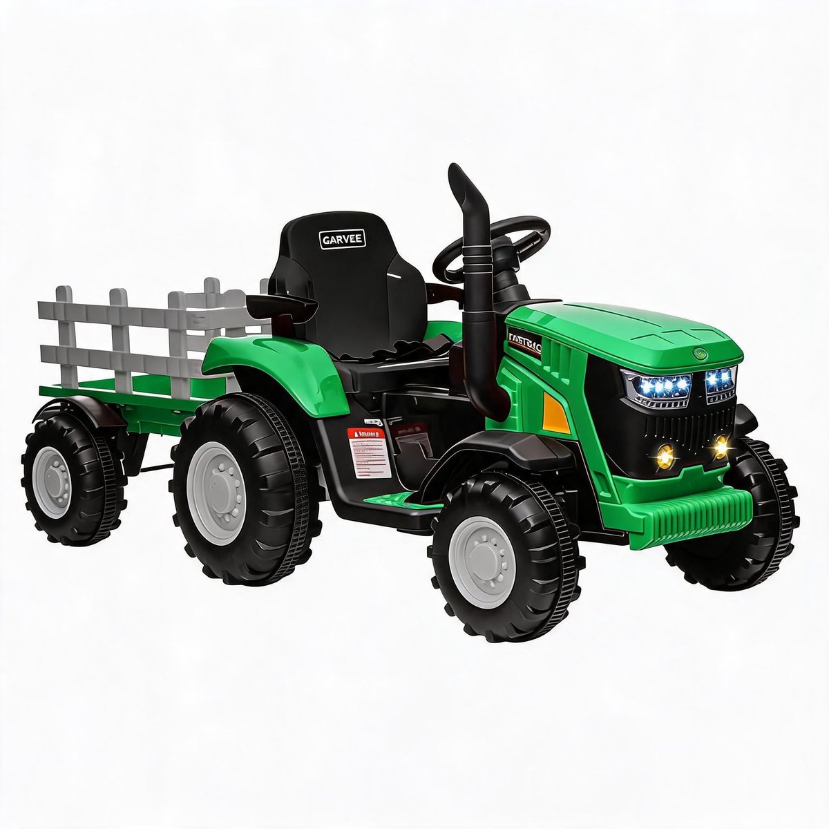 Triumpunpre - Elektrische Kindertractor 12V - Aanhanger - 6 Banden & 2 Motoren - Bluetooth & LED (Groen) Speelgoedaccuvoertuig kopen online