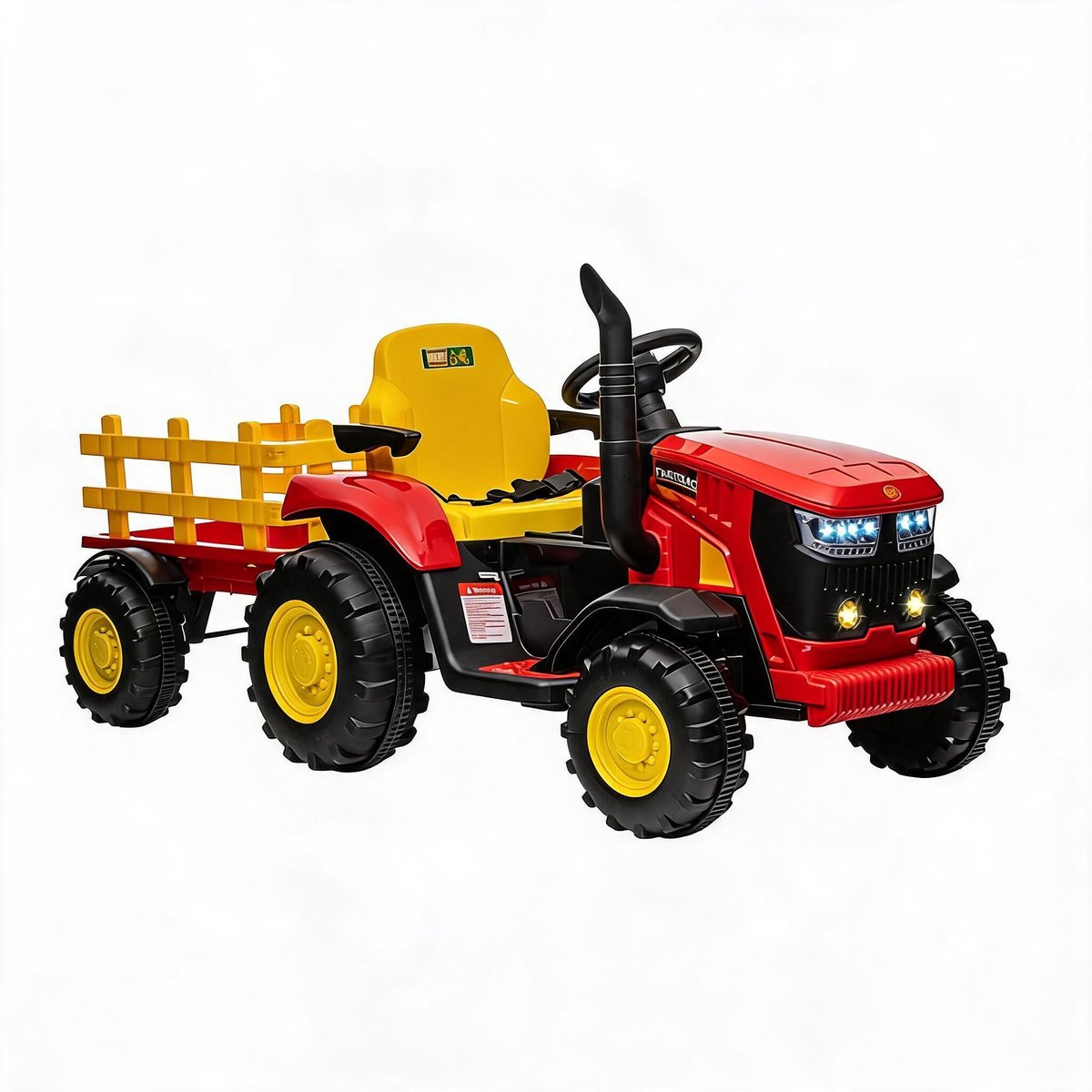 triumpunpre elektrische kindertractor 12v aanhanger 6 banden 2 motoren bluetooth led rood