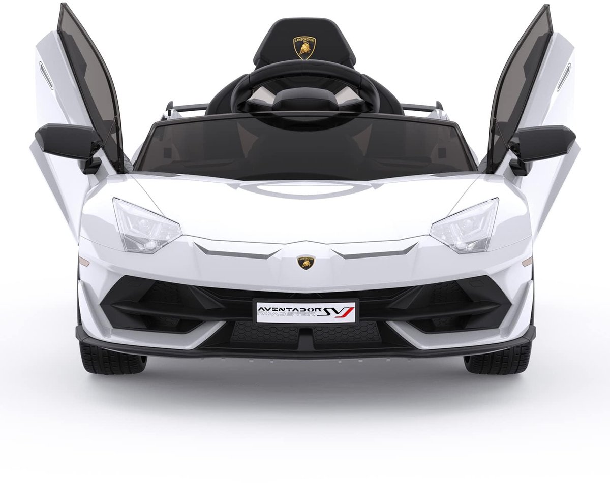 Triumpunpre - Lamborghini - Elektrische Kinderauto 12V - Vleugeldeuren & Afstandsbediening - LED, Muziek & Vering (107x63x42 cm, Wit, 3-8j) Speelgoedaccuvoertuig kopen online
