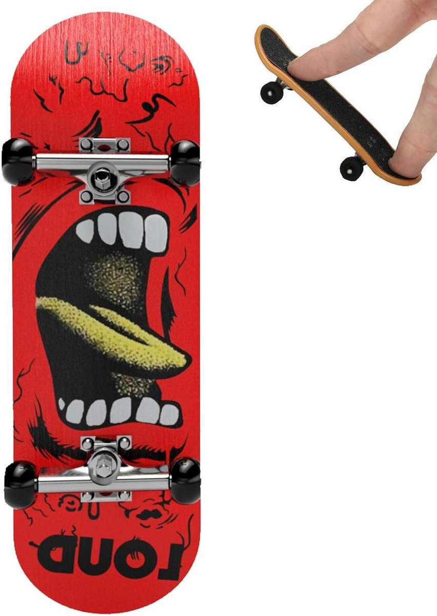 Vingerskateboard - Mini skateboard - Vaardigheden oefenen - Esdoorn board - 12.6 x 5.7 x 4.8 cm - Rood Skateonderdeel kopen online
