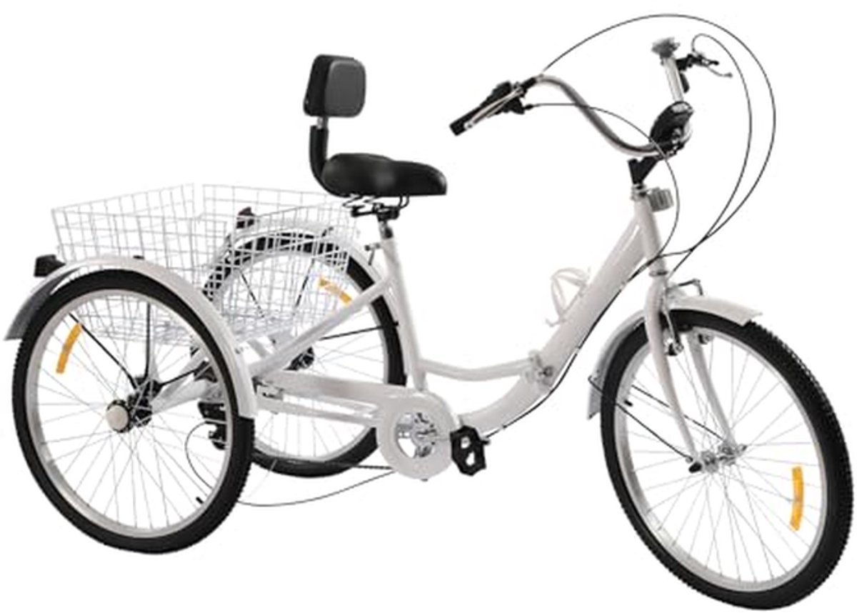 Vouwbare driewieler voor volwassenen - 24 inch met 7 versnellingen en LED verlichting Driewieler kopen online