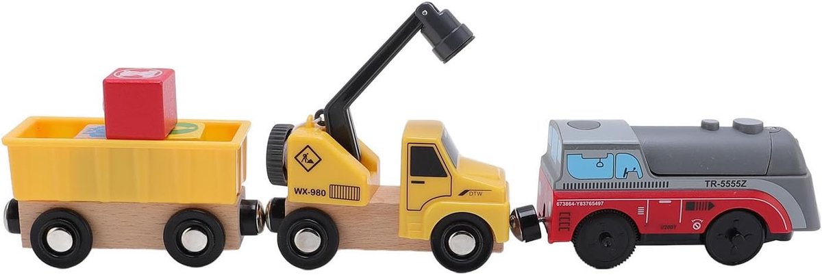 Vrachtkraan Speelgoedset - Treinbaan Bouwvoertuig - Educatief Spelen - Interactieve Kraan - 12 x 12 x 4 cm - Houtkleur Speelgoedkruiwagen kopen online