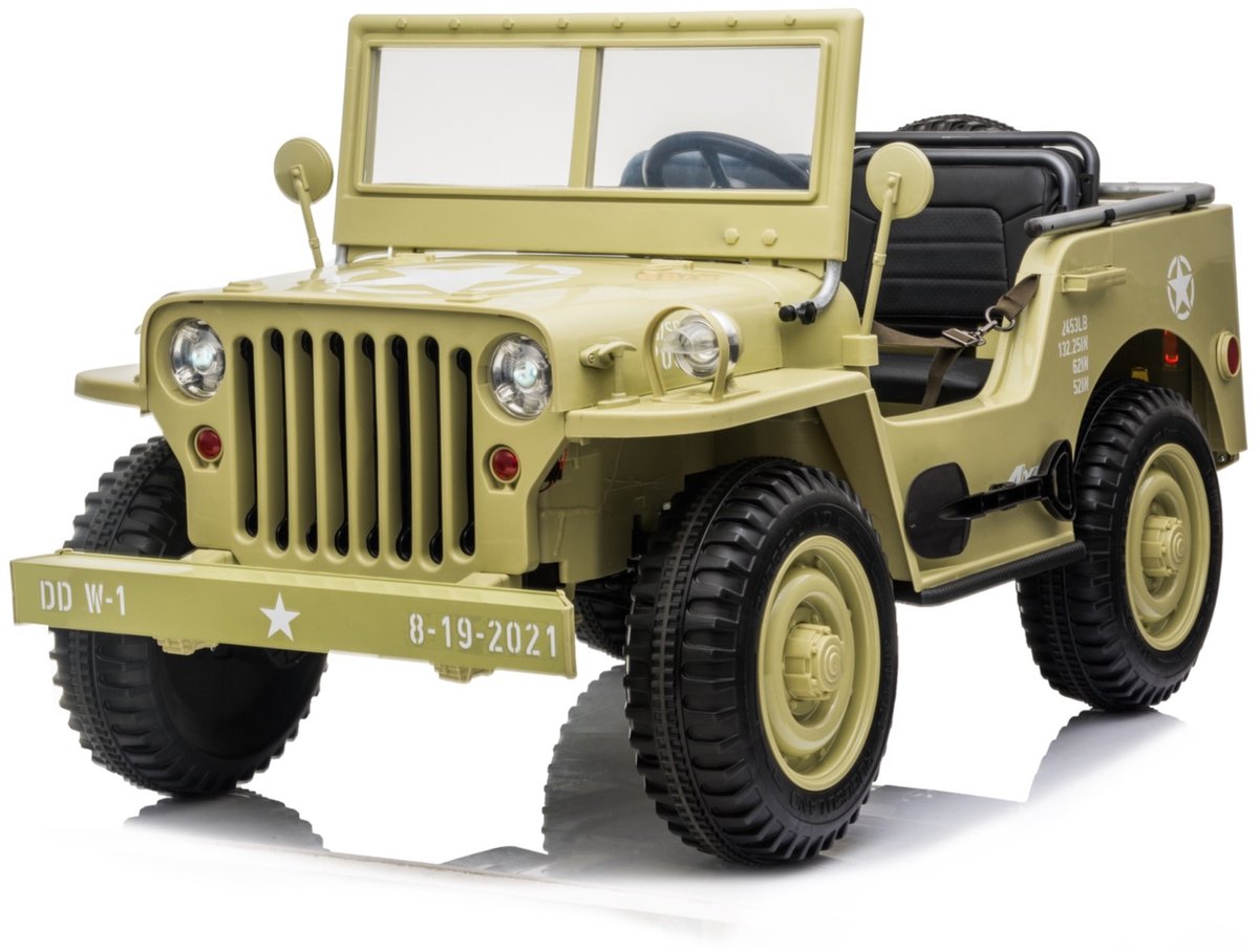 willy s jeep army 24v 3 persoons kinderauto beige