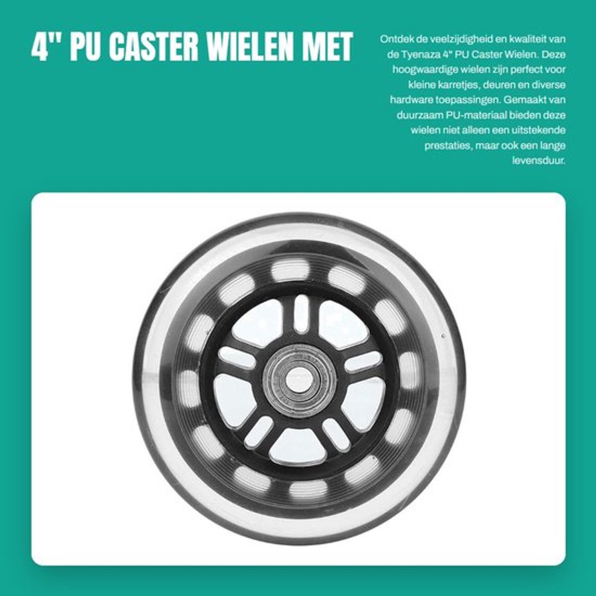 zwenkwielen set van 4 pu wielen hoogwaardige materialen hoge temperatuur weerstand geluidsarm draagvermogen 8mm trolleywielen