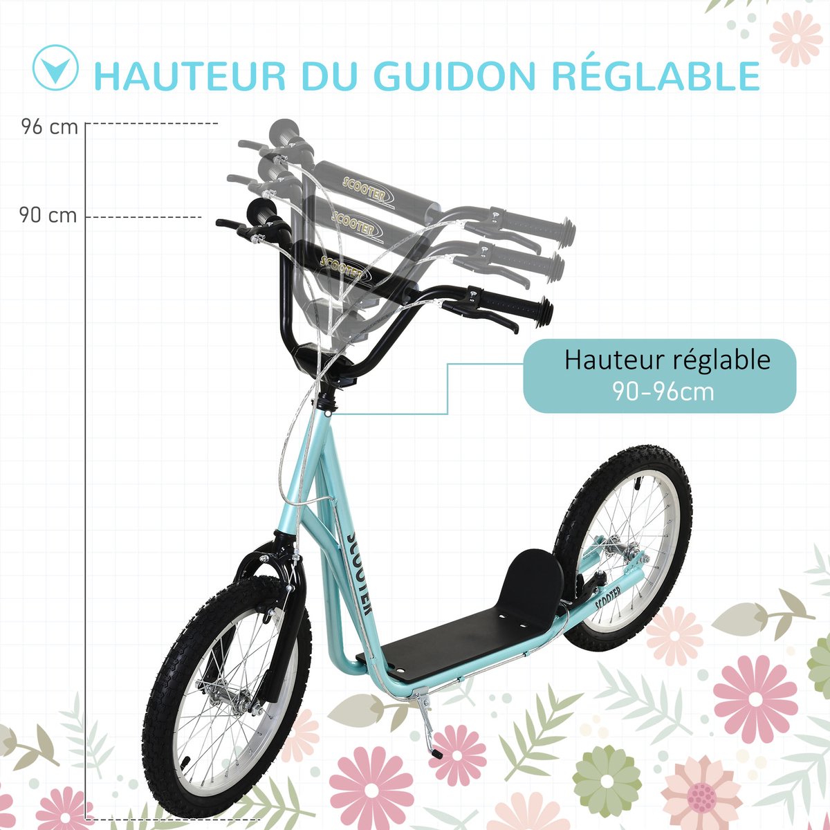 1 stuk - scooter geschikt voor kinderen van 5 jaar en ouder - grote rubberen banden - verstelbare handgrepen - met remmen en steunen - stalen frame - maximaal gewicht 100 kg - blauw Step kopen online