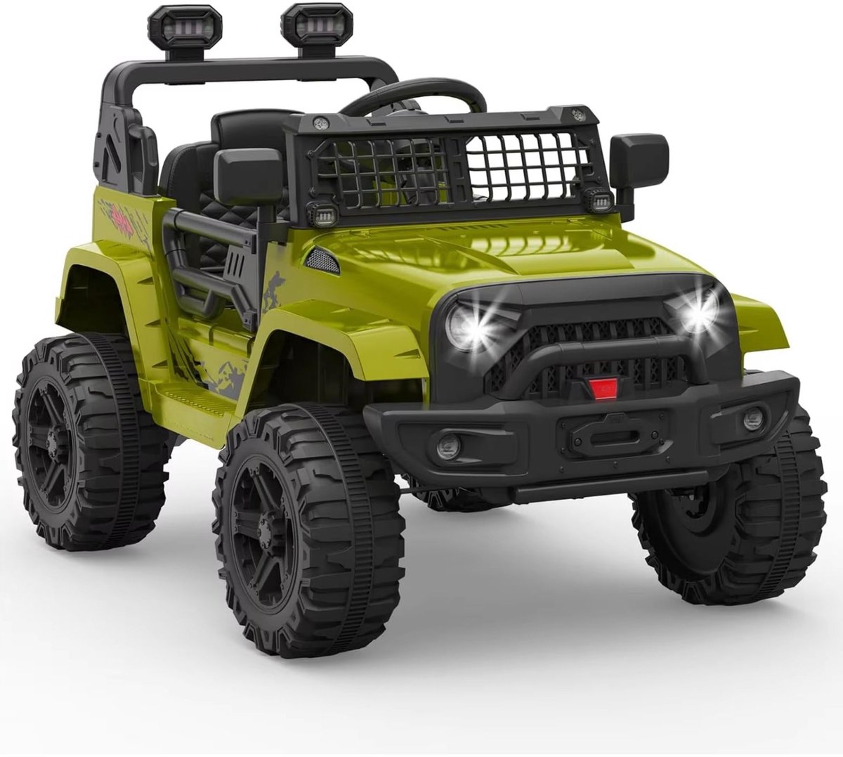 12V Elektrische Kinderauto - Vering, LED-licht, Bluetooth, 2 snelheden - Vering, LED-licht, Bluetooth, 2 snelheden, Groen Slee kopen online