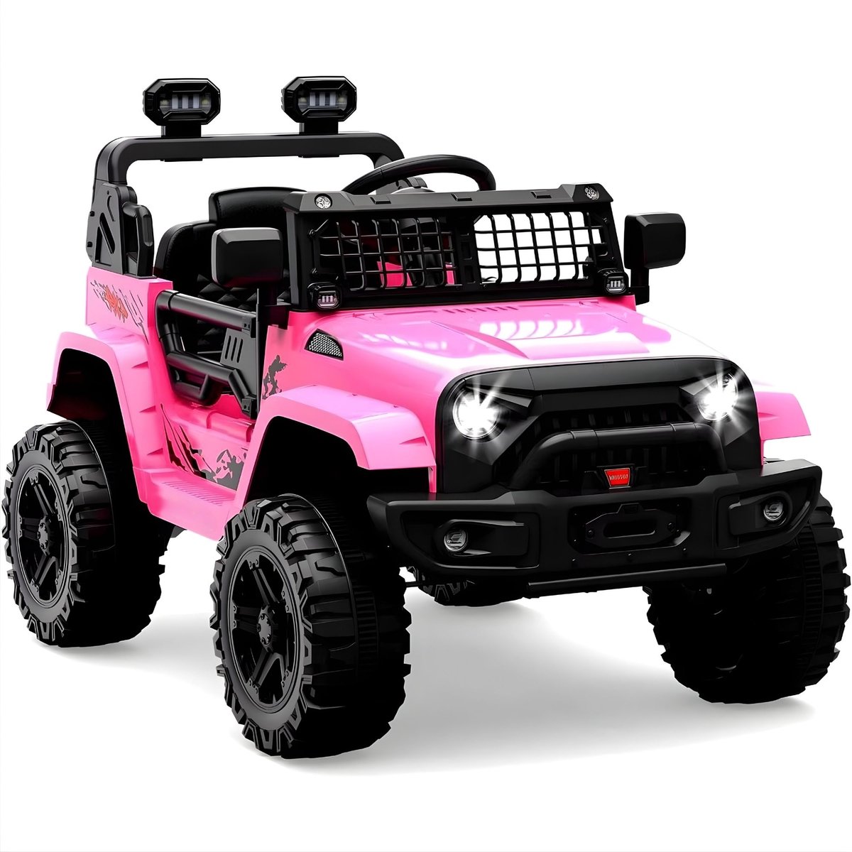 12V Elektrische Kinderauto - Vering, LED-licht, Bluetooth, 2 snelheden - Vering, LED-licht, Bluetooth, 2 snelheden, Roze Slee kopen online