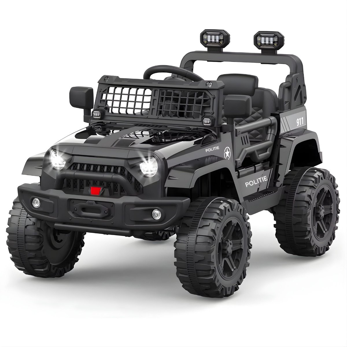 12V Elektrische Kinderauto - Vering, LED-licht, Bluetooth, 2 snelheden - Vering, LED-licht, Bluetooth, 2 snelheden, Zwart Slee kopen online
