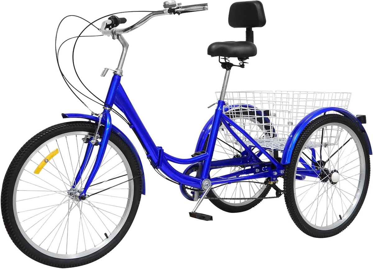 24 Inch Folding Bike Tricycle for Adults, 7 Speed Folding Tricycle 3 Wheel Bicycle Foldable Seniors Women Men Trike Load Bike with Shopping Basket Driewieler kopen online