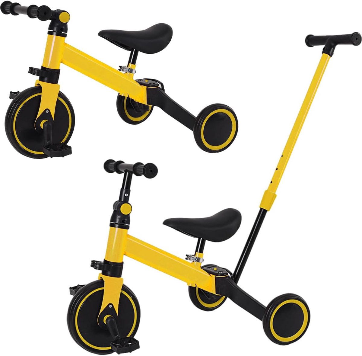 3-in-1 Driewieler - Loopfiets Kinderfiets - Buiten Spelen - Groei Mee Met Kind - 1-4 Jaar - Geel Zwart Driewieler kopen online