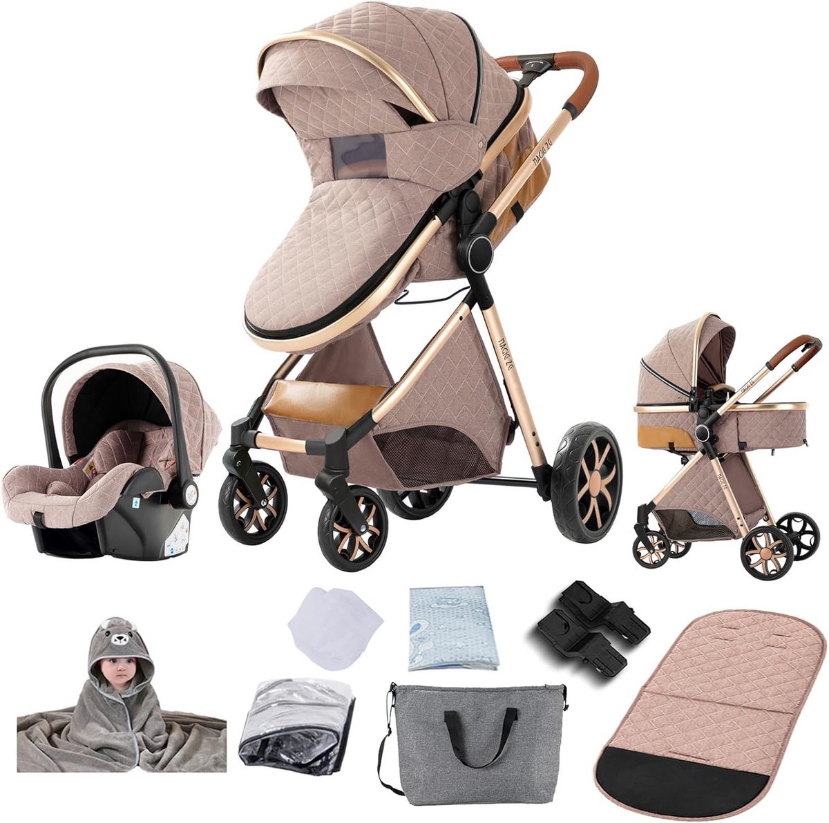 3 in 1 kinderwagen compleet zichtbaar duwmodel met omkeerbare buggy functie