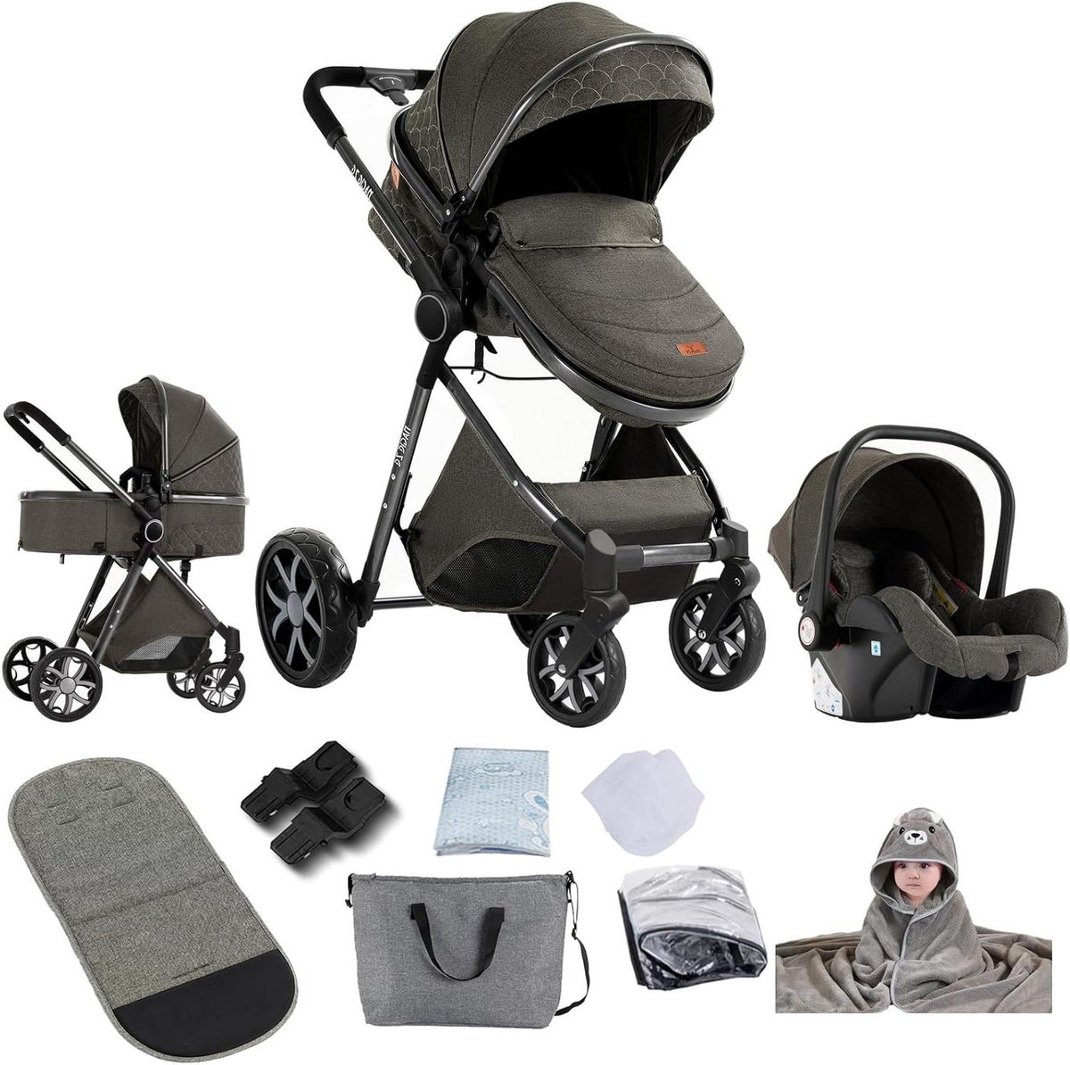 3-in-1 Kinderwagen - Modulaire Wandelwagen Trio - Baby Vervoeren - Omkeerbare Schuifrichting Driewieler kopen online