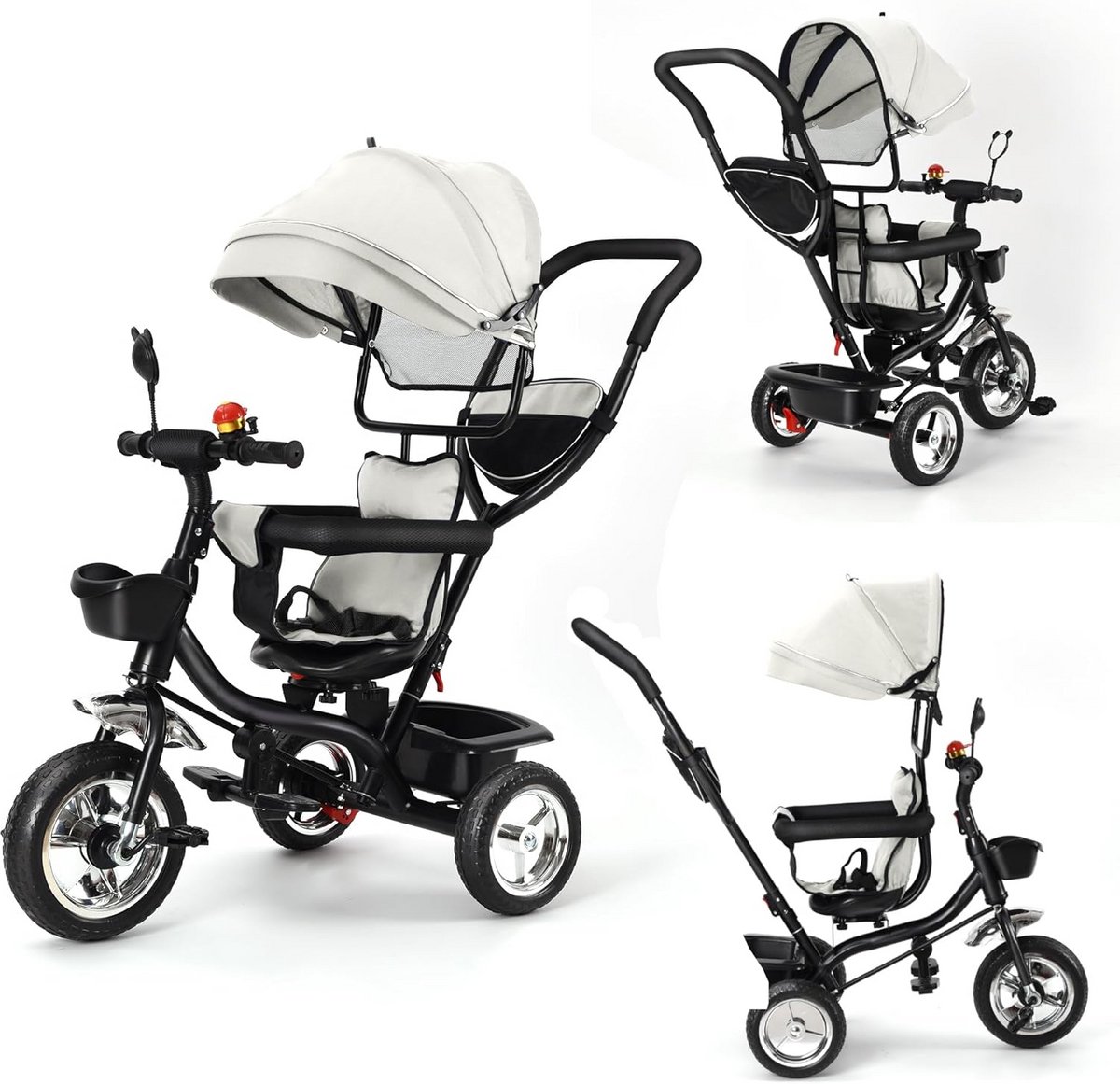 3-in-1 Loopfiets Kinderen: Schaalbare Driewieler met Omkeerbare Zitting en Duwstang Driewieler kopen online