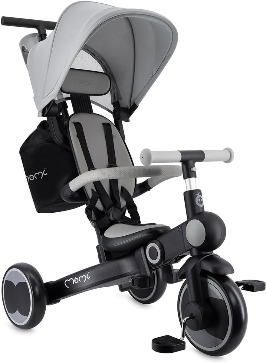 4-in-1 Kinderdriewieler Loopfiets met Zonnedak en Veiligheidsgordel Vanaf 1 Jaar Driewieler kopen online