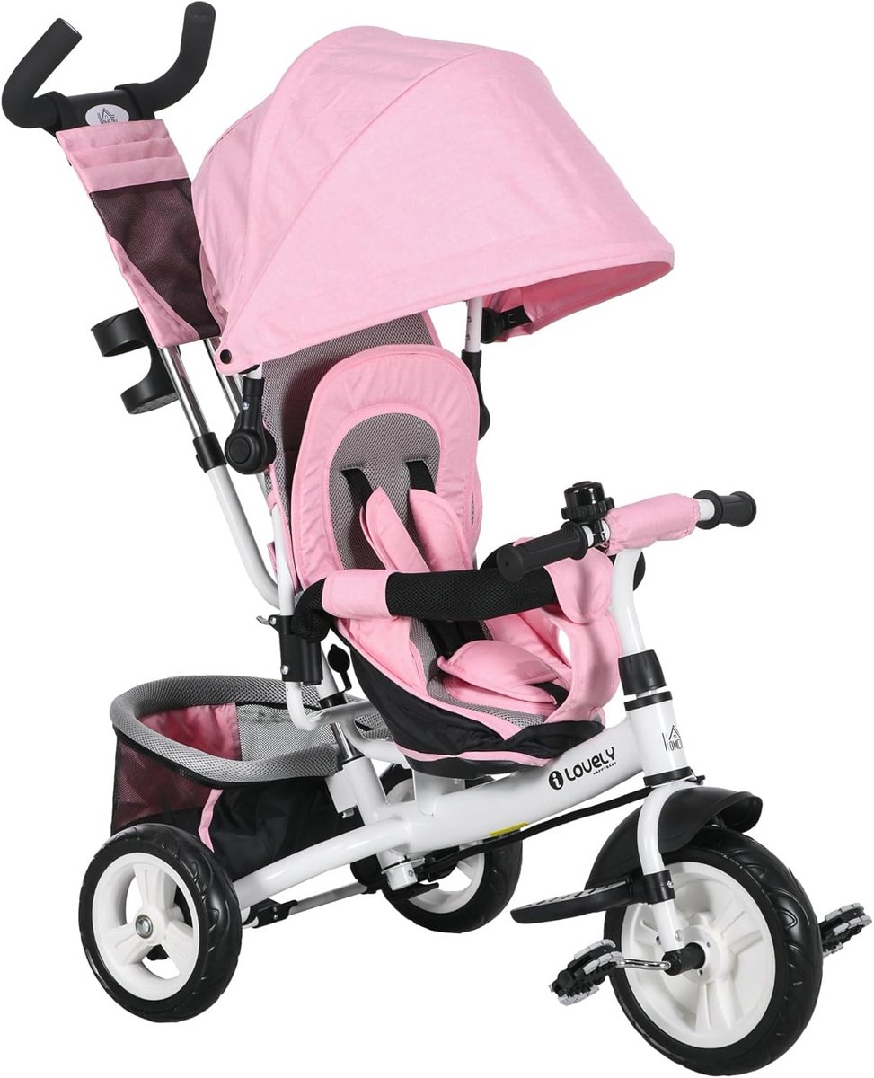 6-in-1 Loopfiets en Driewieler voor Kinderen met Duwstang en Zonnekap Driewieler kopen online