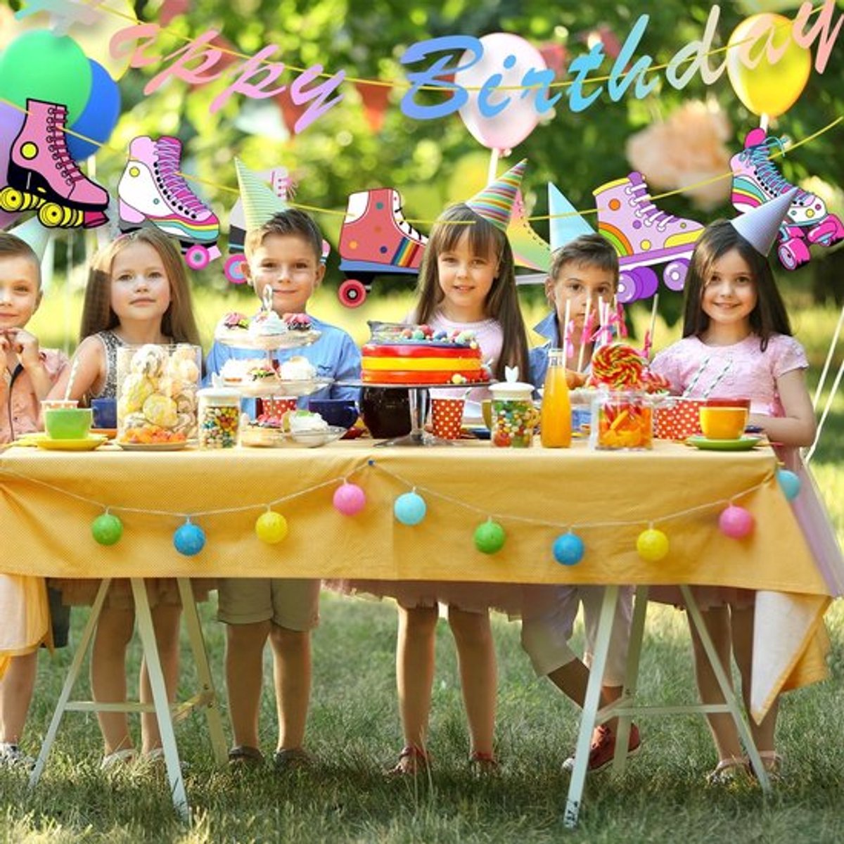 Allecto - Glitter - Verjaardagsrolschaats feestbannerdecoraties Rolschaatsen kopen online