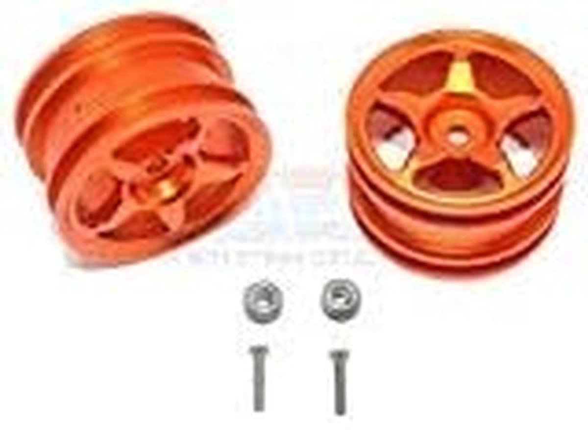 Aluminium Achterwiel - Trike Wiel Set - RC Auto Modificatie - 5-Spaaks 3D Design - 1 Paar Set - Oranje Driewieler kopen online