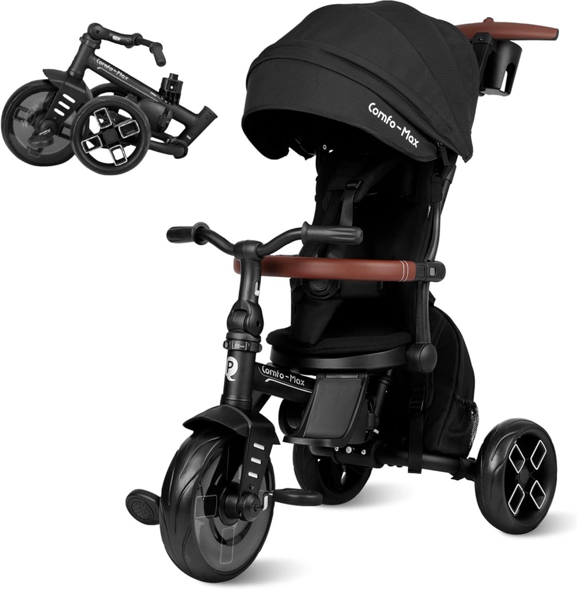 Baby Driewieler - Kinderloopfiets - Buiten spelen - 6-in-1 veelzijdig - 80x50x95 cm - Zwart Driewieler kopen online