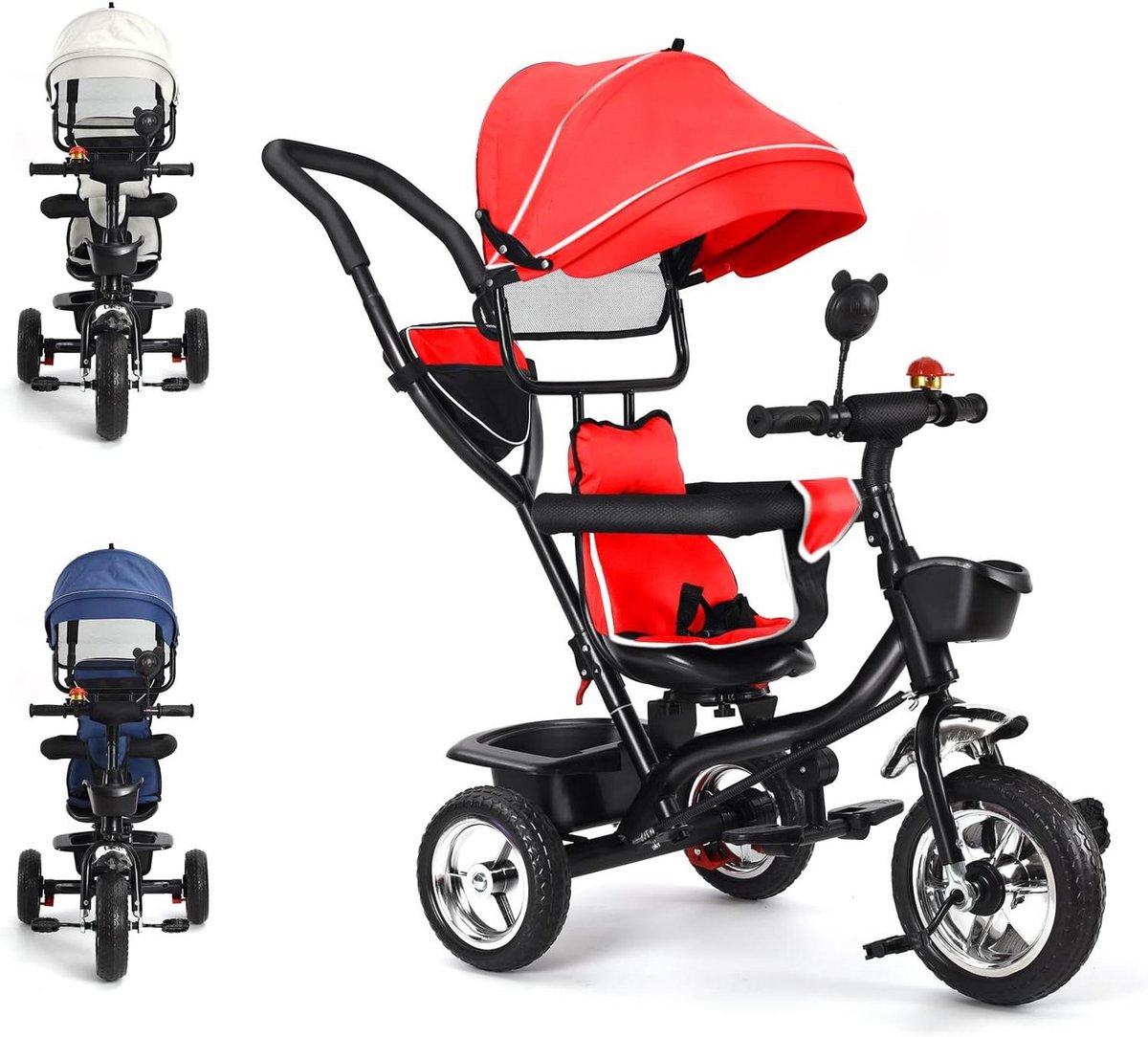 Baby Driewieler - Loopfiets Kinderwagen - Buiten Spelen - Schaalbaar Groeiend Mee - 46 x 75 x 106 cm - Rood Driewieler kopen online