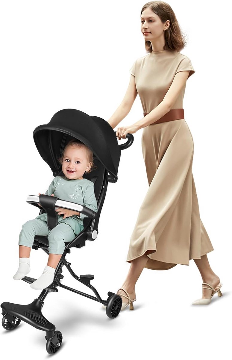 Baby Driewieler - Ouderbegeleiding Fiets - Buiten Ritjes - Verstelbare Duwgreep - 30 x 55 x 865 cm - Zwart Driewieler kopen online