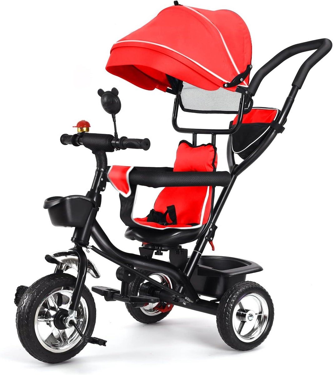 Babydriewieler 4-in-1 - Loopfiets peuter - Buiten spelen - Schaalbaar met baby - 46x75x106cm - Rood Driewieler kopen online